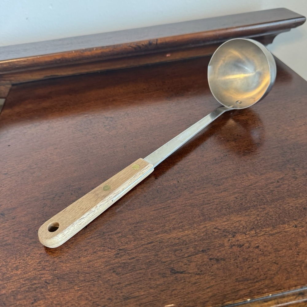 Vintage Robinson Knife Co Stainless Ladle Wood Handle USA